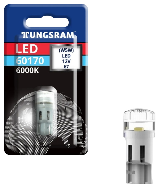 фото Светодиодная лампа w5w 12v-led (w2,1x9,5d) 6000k 0,5w (бл.1шт.) 93118392 tungsram