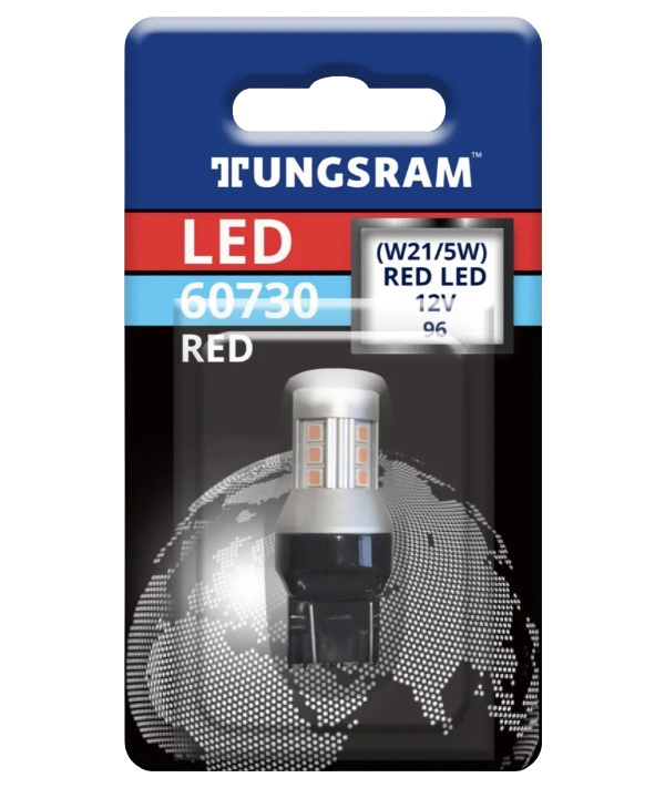 фото Светодиодная лампа w21/5w 12v-led (w3x16q) red 3.0/0.55w (бл.1шт.) 93117025 tungsram