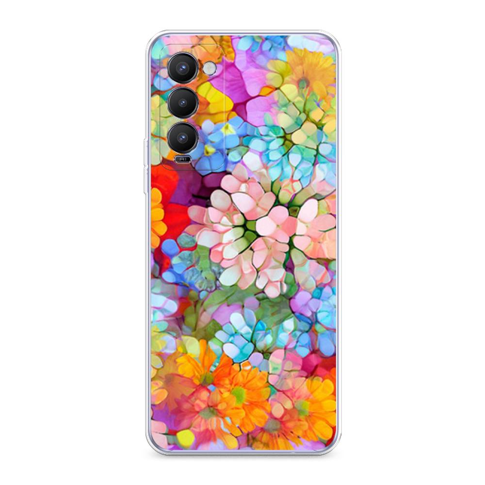 

Чехол на Tecno Camon 18 "Цветы витраж", Оранжевый;розовый;голубой, 300650-3
