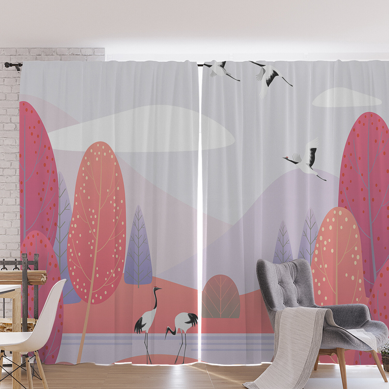 

Шторы под лён JoyArty "Японские горы", серия Oxford DeLux, 340х265 см, Японские горы