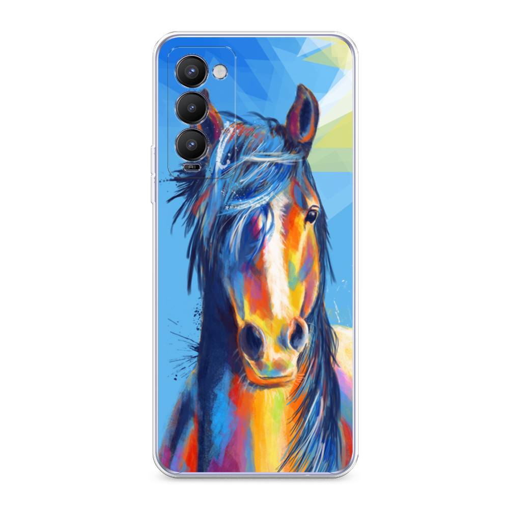 

Чехол на Tecno Camon 18 "Лошадь арт 3", Голубой;желтый;синий, 300650-1