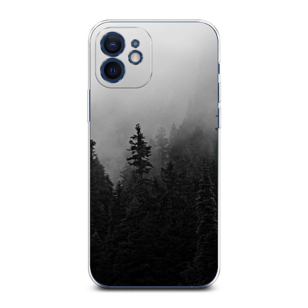 

Чехол на Apple iPhone 12 Mini "Туманный лес", Серый;черный, 12650-2