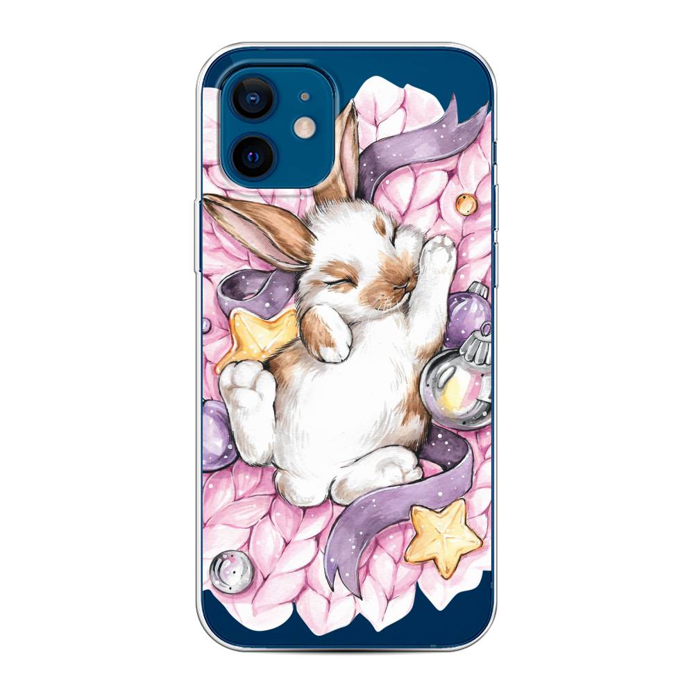 

Чехол на Apple iPhone 12/12 Pro "Кролик спит", Розовый;белый, 12550-5