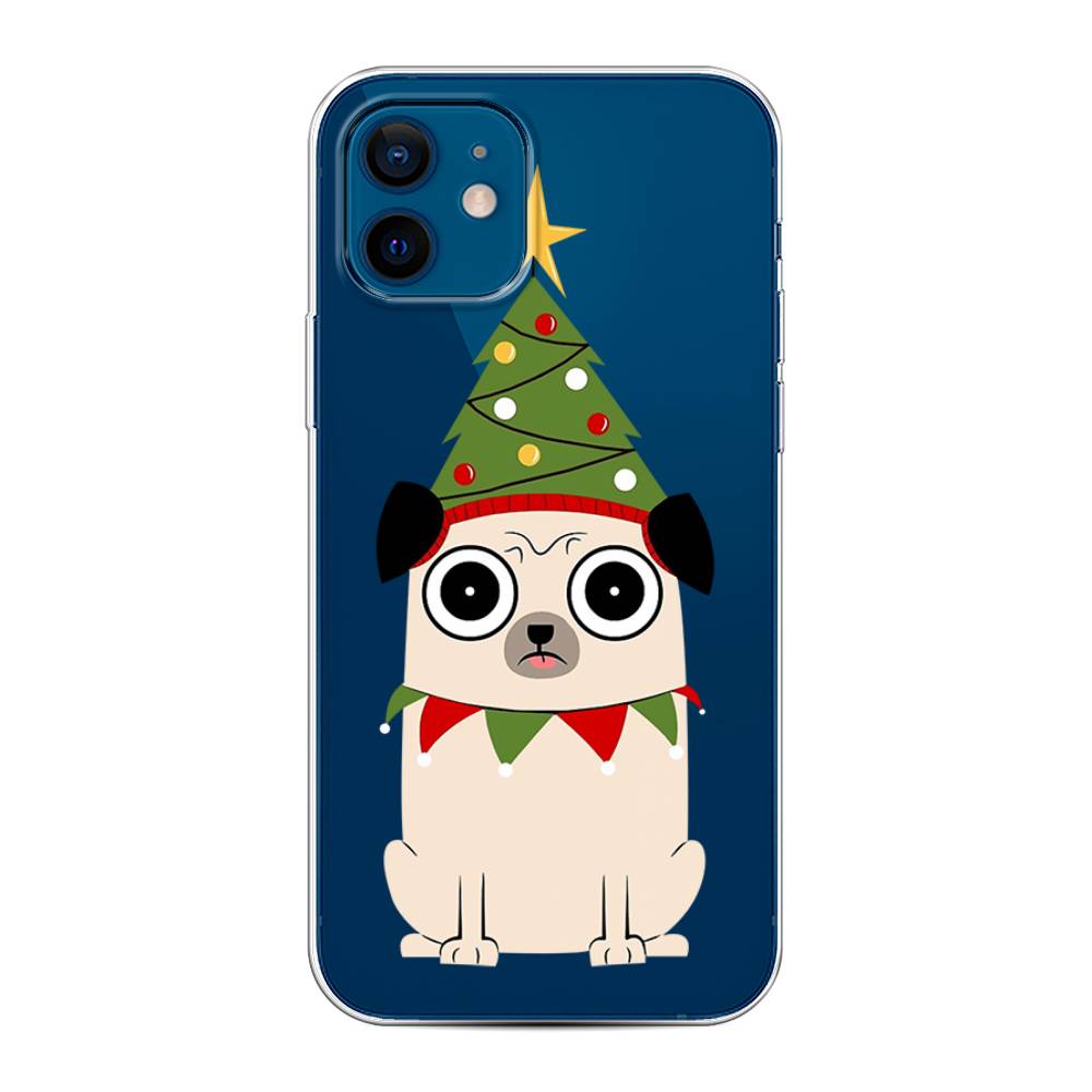 

Чехол для Apple iPhone 12/12 Pro "Собачка с ёлочкой", Бежевый;красный;зеленый, 12550-1