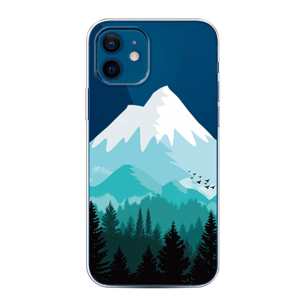 

Чехол на Apple iPhone 12/12 Pro "Синяя снежная гора", Белый;голубой, 12550-2