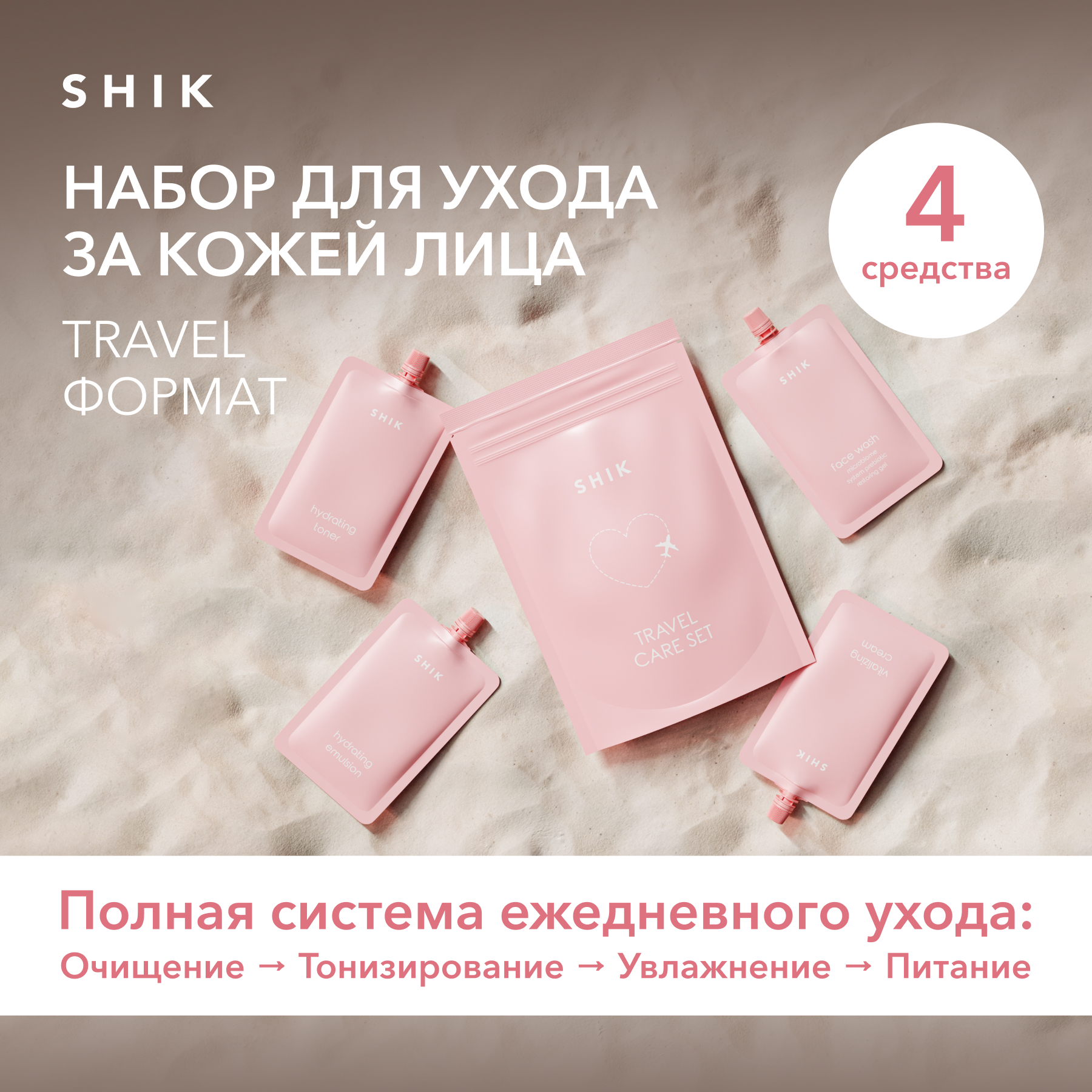 Набор travel-версий ухода за кожей лица SHIK гель тонер эмульсия крем heitmann средство для ухода за спортивной одеждой oxi wash sport 50