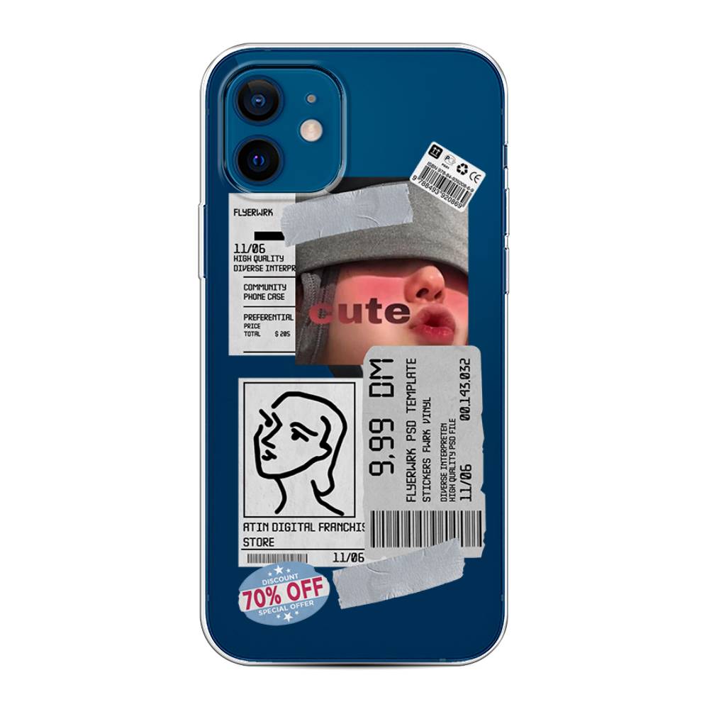 

Чехол на Apple iPhone 12/12 Pro "Cute girl collage", Розовый;серый;голубой, 12550-6
