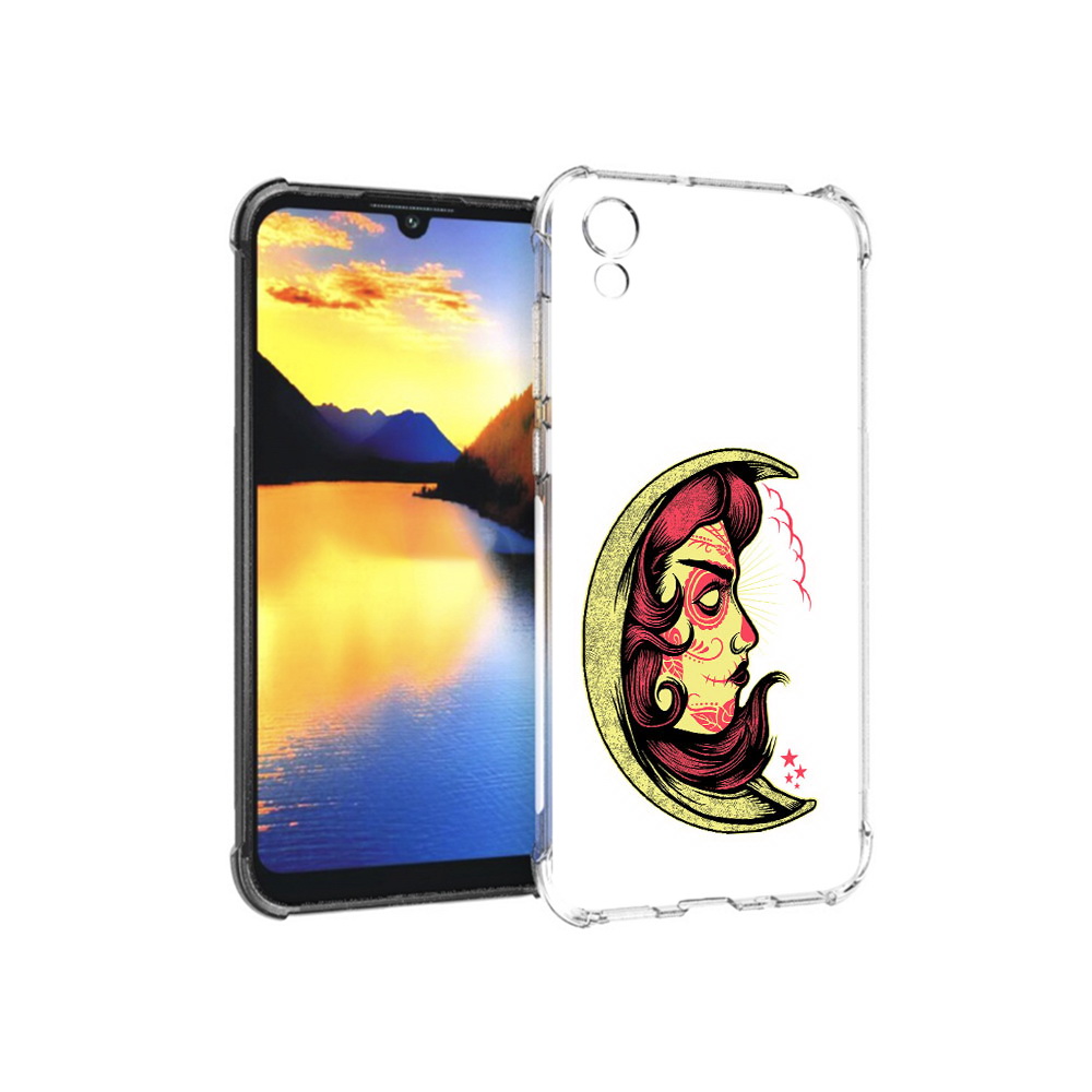 

Чехол MyPads Tocco для Huawei Y5 желтый полумесяц с лицом девушки, Прозрачный, Tocco