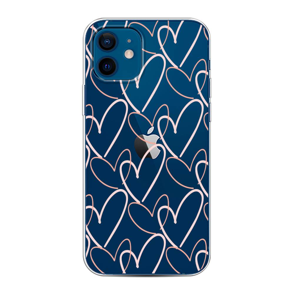 

Чехол на Apple iPhone 12/12 Pro "Узор из сердечек", Розовый;бежевый, 12550-6