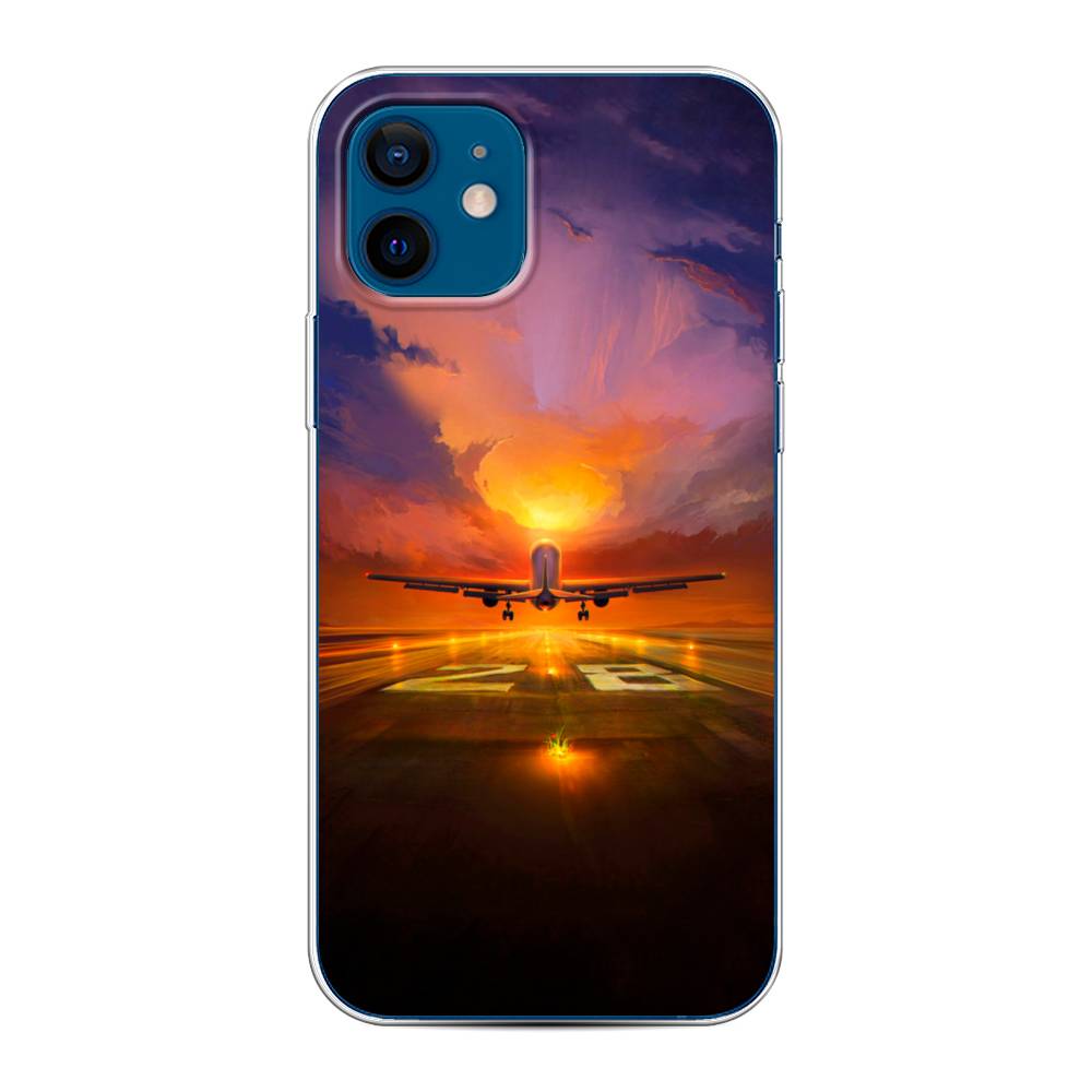 

Чехол на Apple iPhone 12/12 Pro "Самолет на посадке", Оранжевый;синий, 12550-6