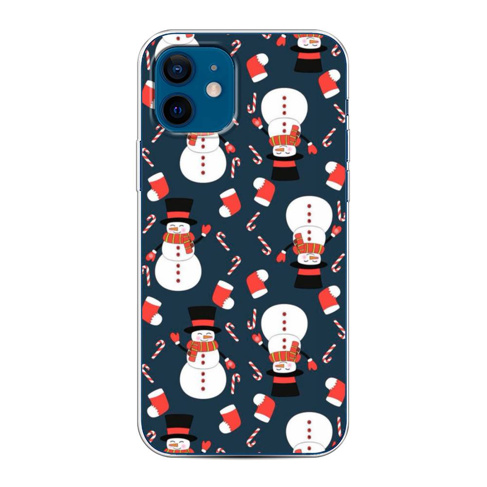 

Чехол для Apple iPhone 12/12 Pro "Синие снеговики", Синий;белый;красный, 12550-5