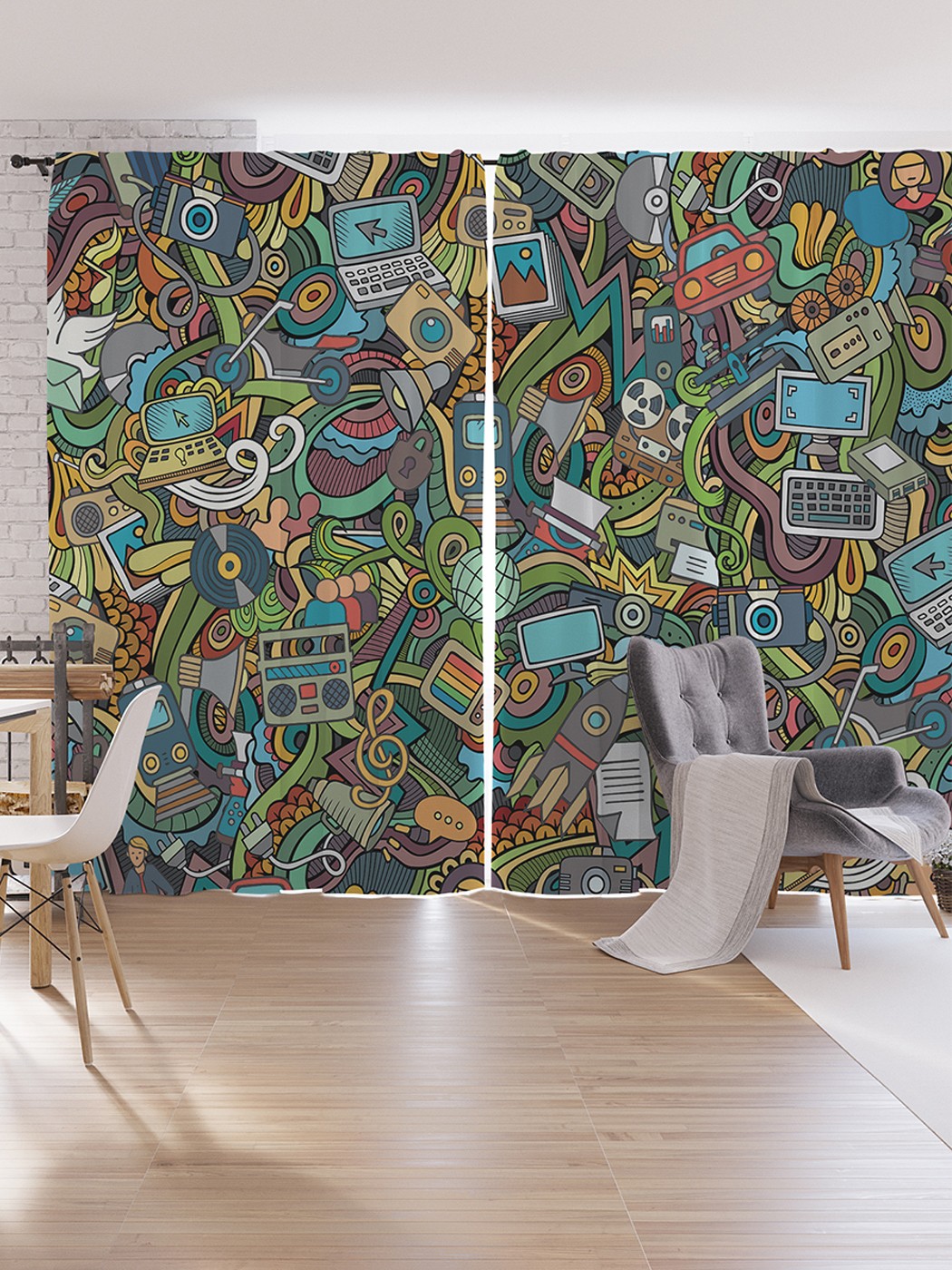 

Шторы под лён JoyArty "Радужный стикербомбинг", серия Oxford DeLux, 340х265 см, Радужный стикербомбинг