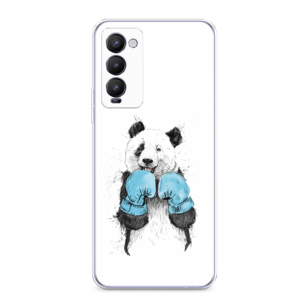 

Чехол на Tecno Camon 18 "Панда боксер", Голубой;белый;серый, 300650-1