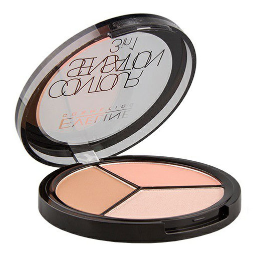 фото Палетка для контуринга лица eveline cosmetics contour sensation 3в1 02 peach beige, 13,5 г
