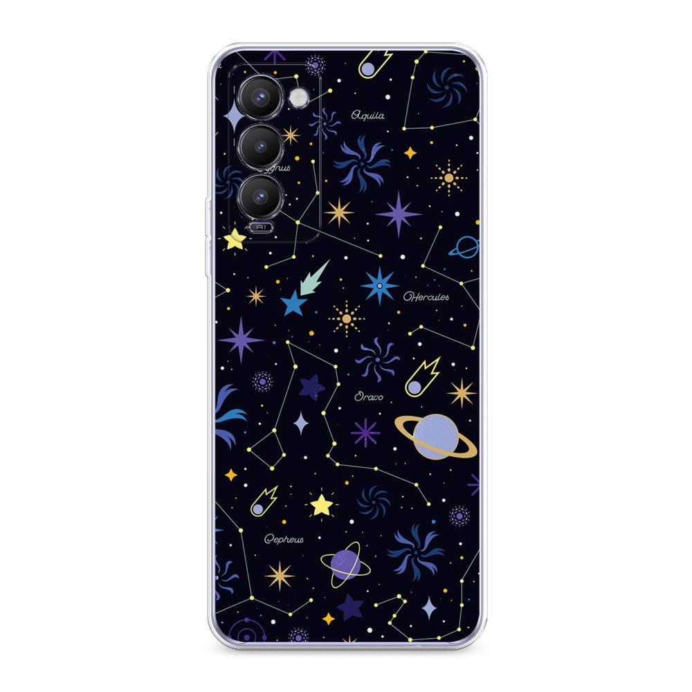 

Чехол на Tecno Camon 18 "Цветной космос", Желтый, 300650-2