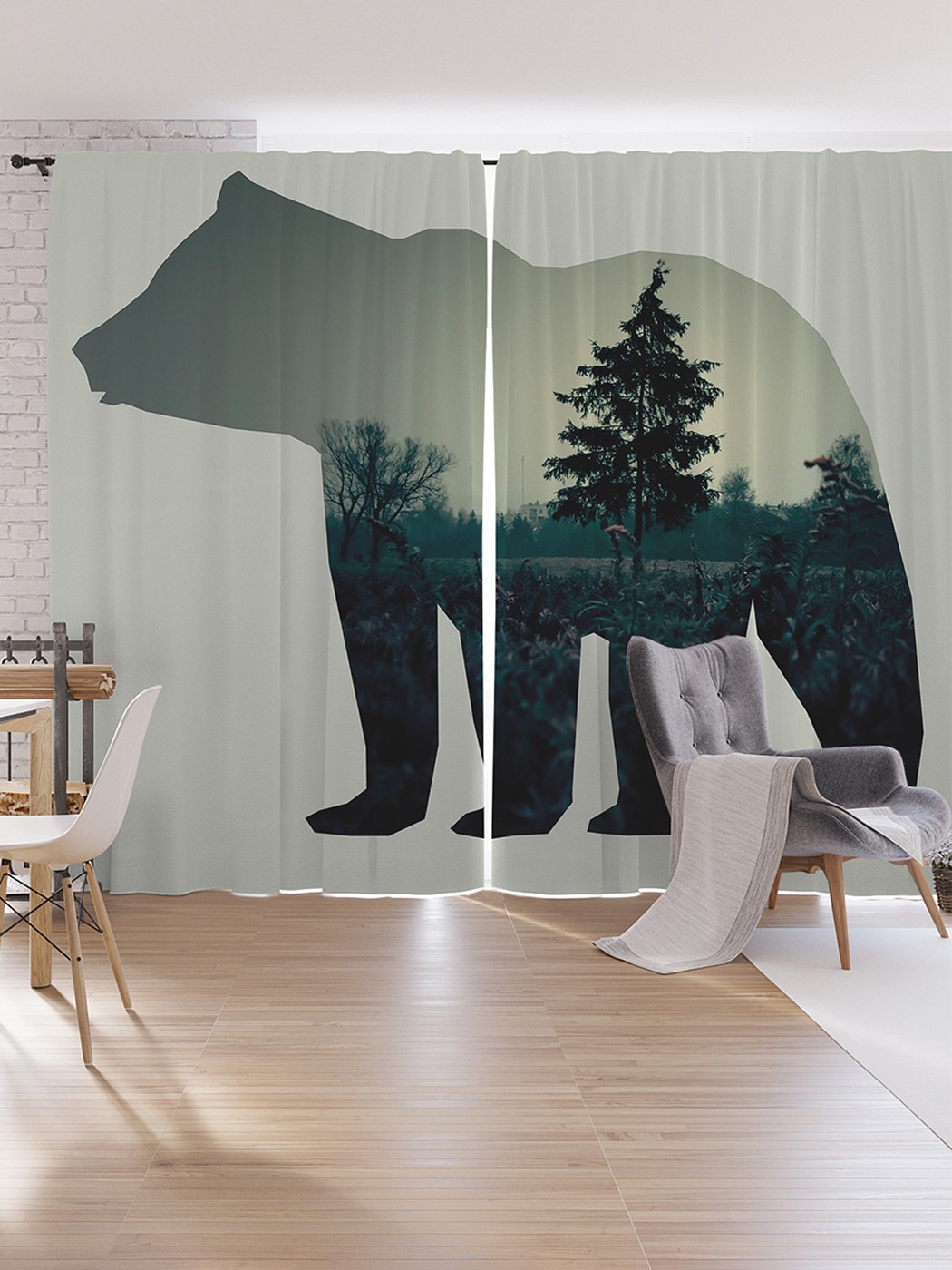 

Шторы под лён JoyArty "Медвежий силуэт", серия Oxford DeLux, 340х265 см, Медвежий силуэт