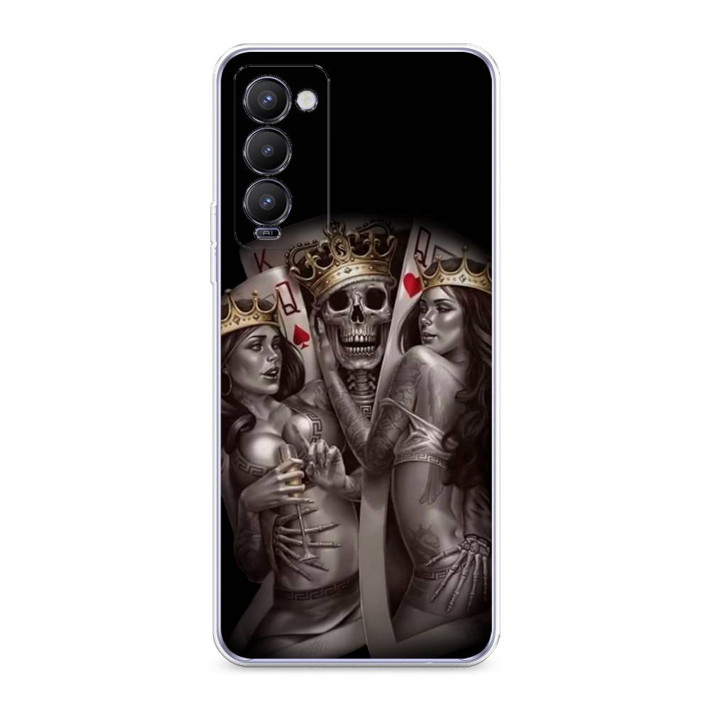 

Чехол на Tecno Camon 18 "Карты король и королевы", Серый;желтый, 300650-6