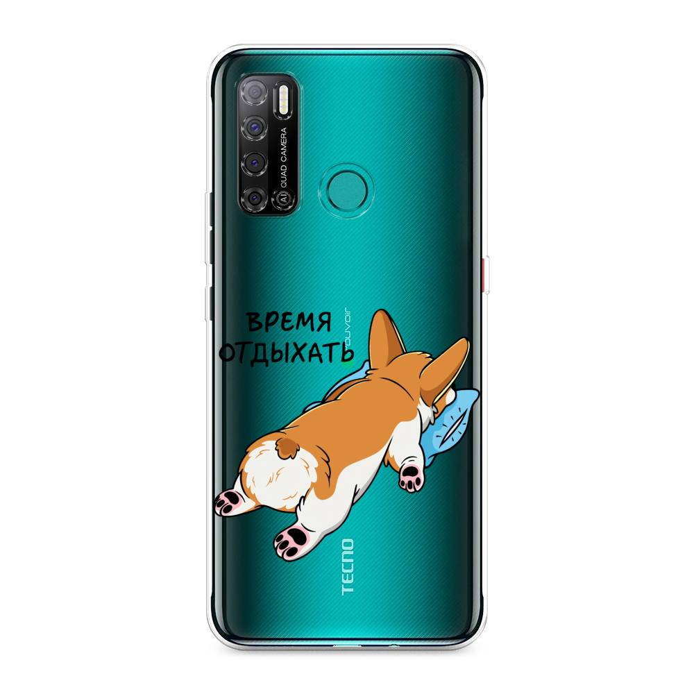 

Чехол на Tecno Pouvoir 4 "Корги отдыхает", Черный;коричневый;голубой, 300350-1
