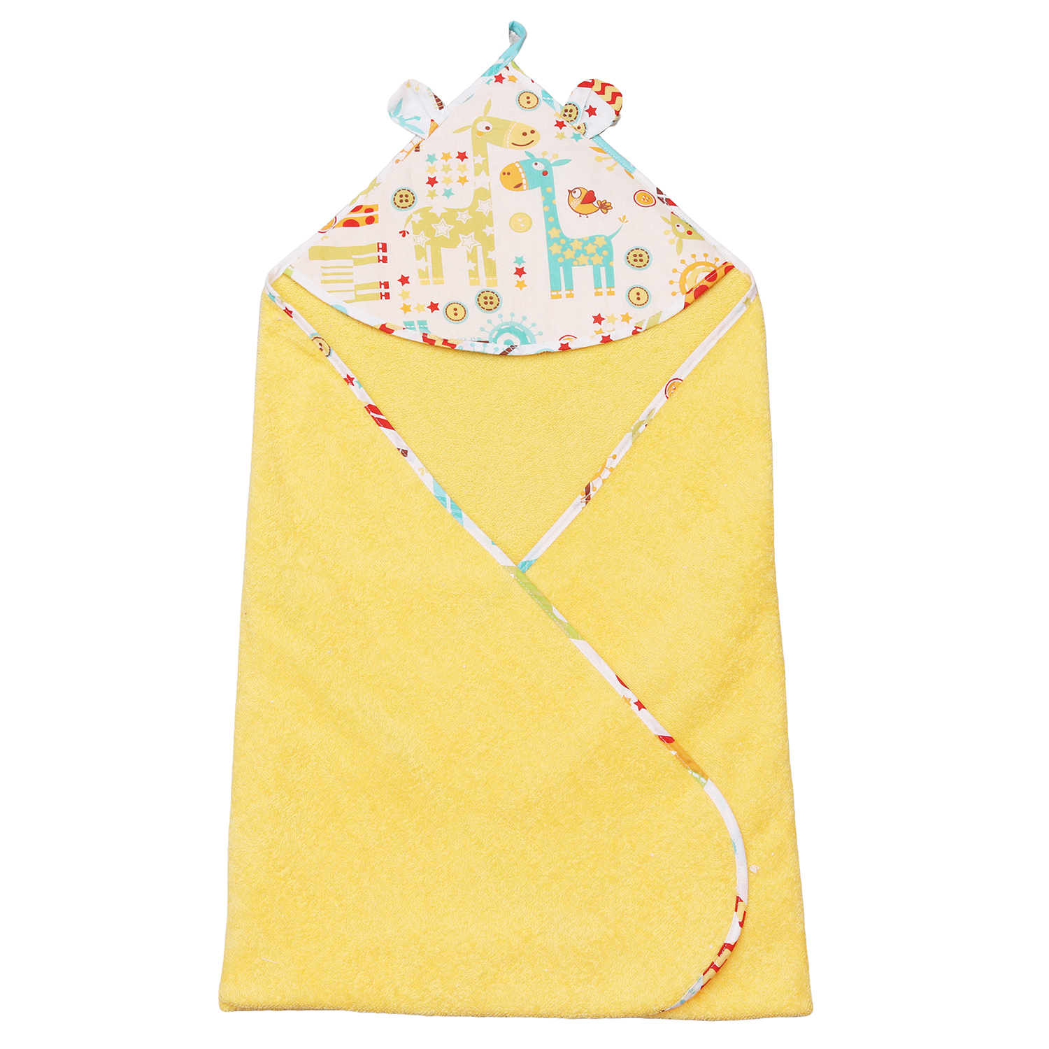 Полотенце детское с уголком AmaroBaby Cute Love Жирафики, 90х90 см croobie полотенце детское с капюшоном 90х90
