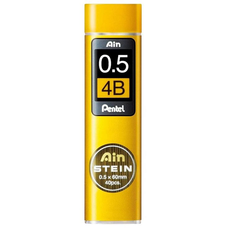 

Грифели 40 шт. для карандашей автоматических Pentel Ain Stein 0.5 мм в тубе C275-4BO 4B, Черный, C275-4BO
