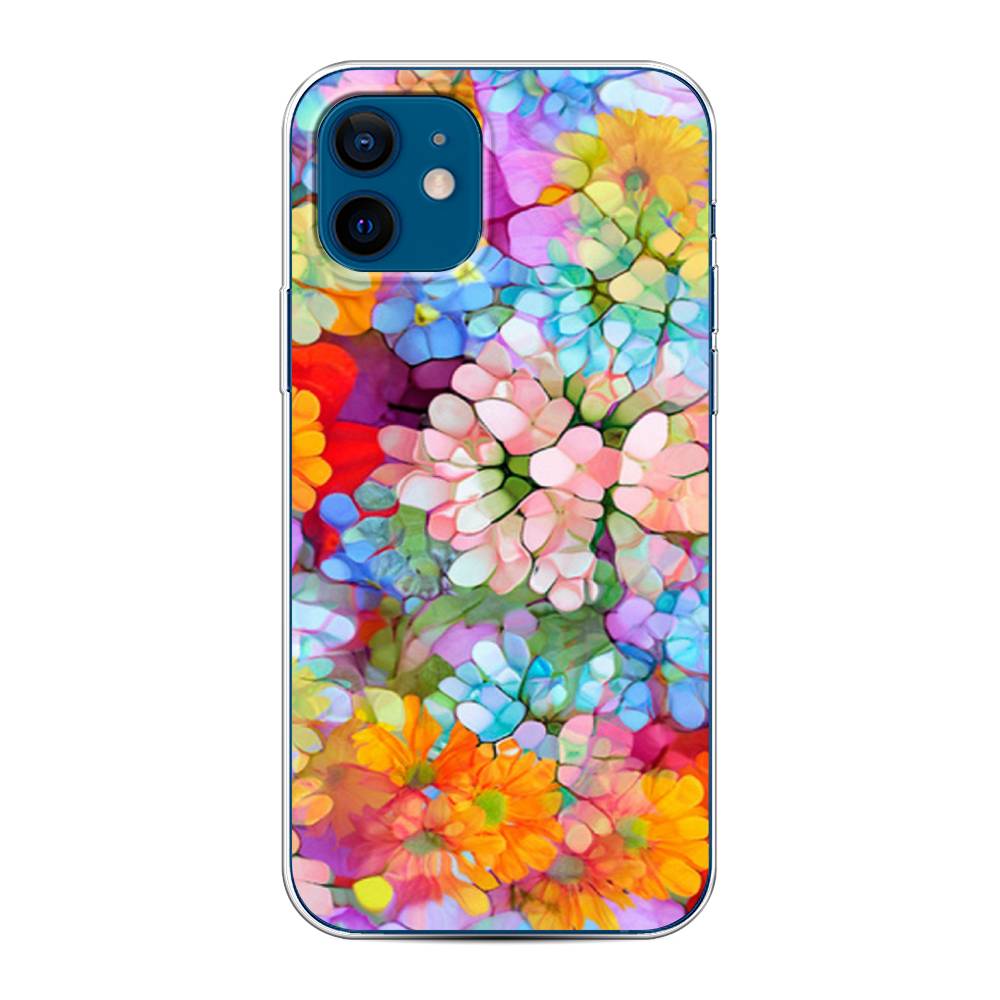 

Чехол на Apple iPhone 12/12 Pro "Цветы витраж", Оранжевый;розовый;голубой, 12550-3