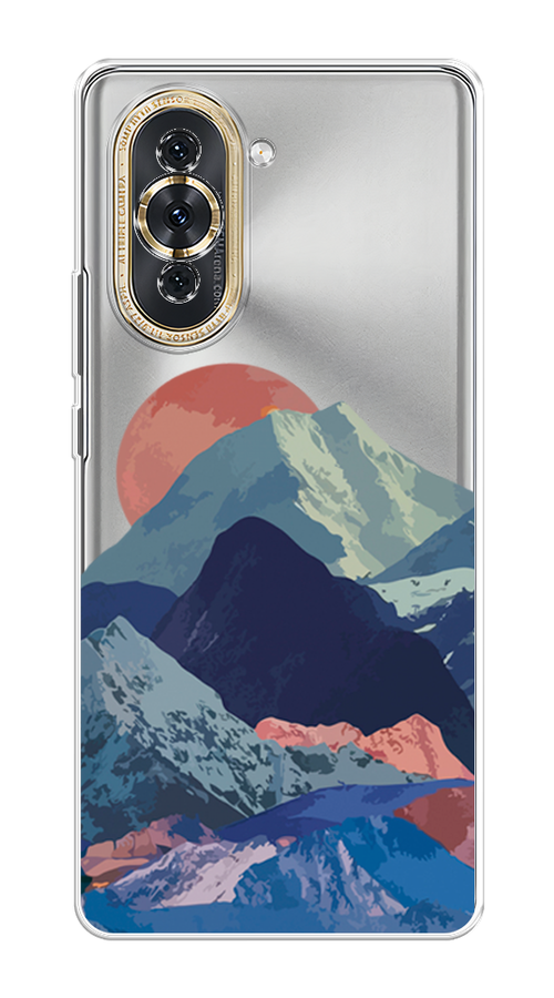 

Чехол на Huawei Nova 10 "Закат в снежных горах", Красный;серый;голубой, 6108950-2