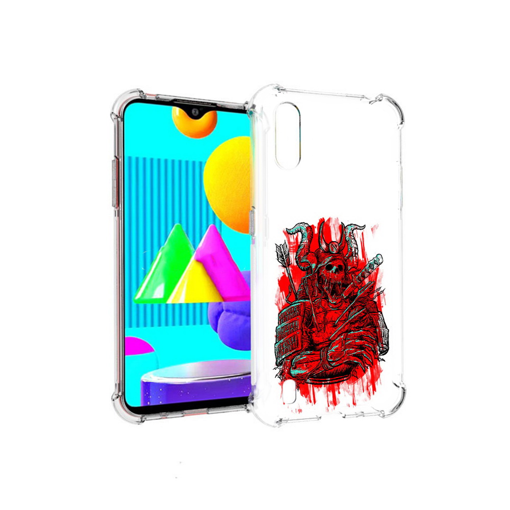 

Чехол MyPads Tocco для Samsung Galaxy M01 красный скелет воин (PT151401.486.413), Прозрачный, Tocco