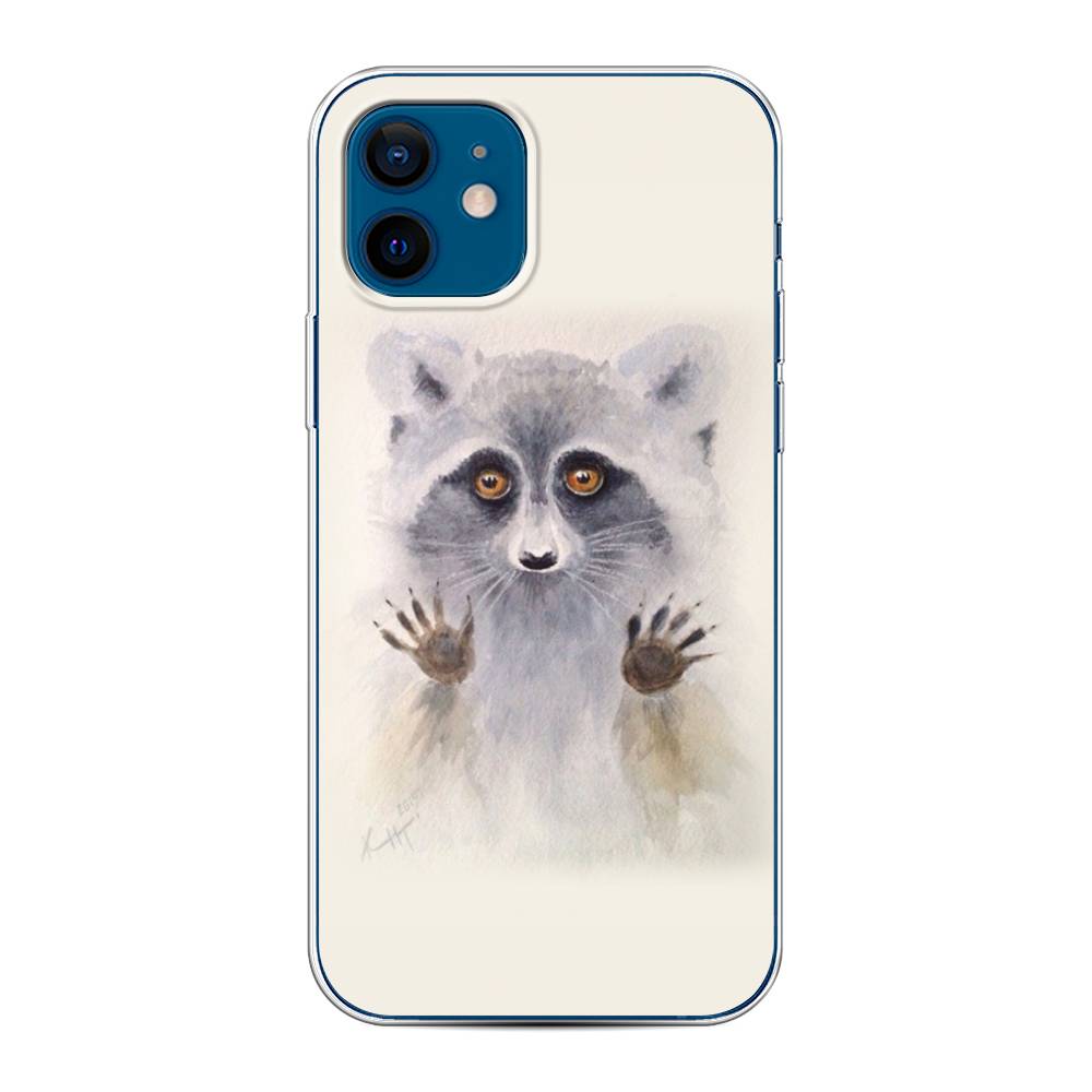 

Чехол на Apple iPhone 12/12 Pro "Енот за стеклом", Бежевый;серый, 12550-4