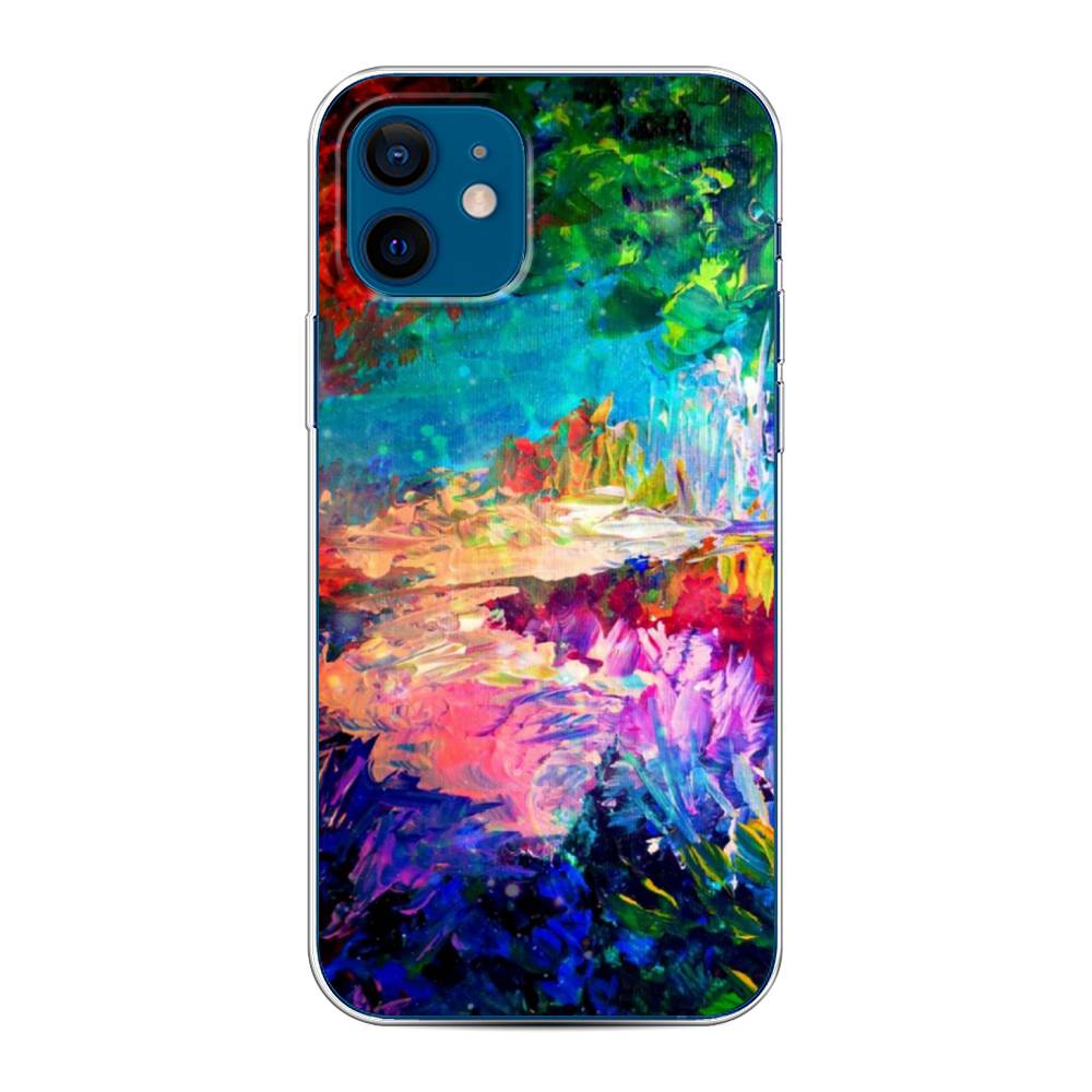 

Чехол на Apple iPhone 12/12 Pro "Лес-гуашь", Синий;розовый;зеленый, 12550-4