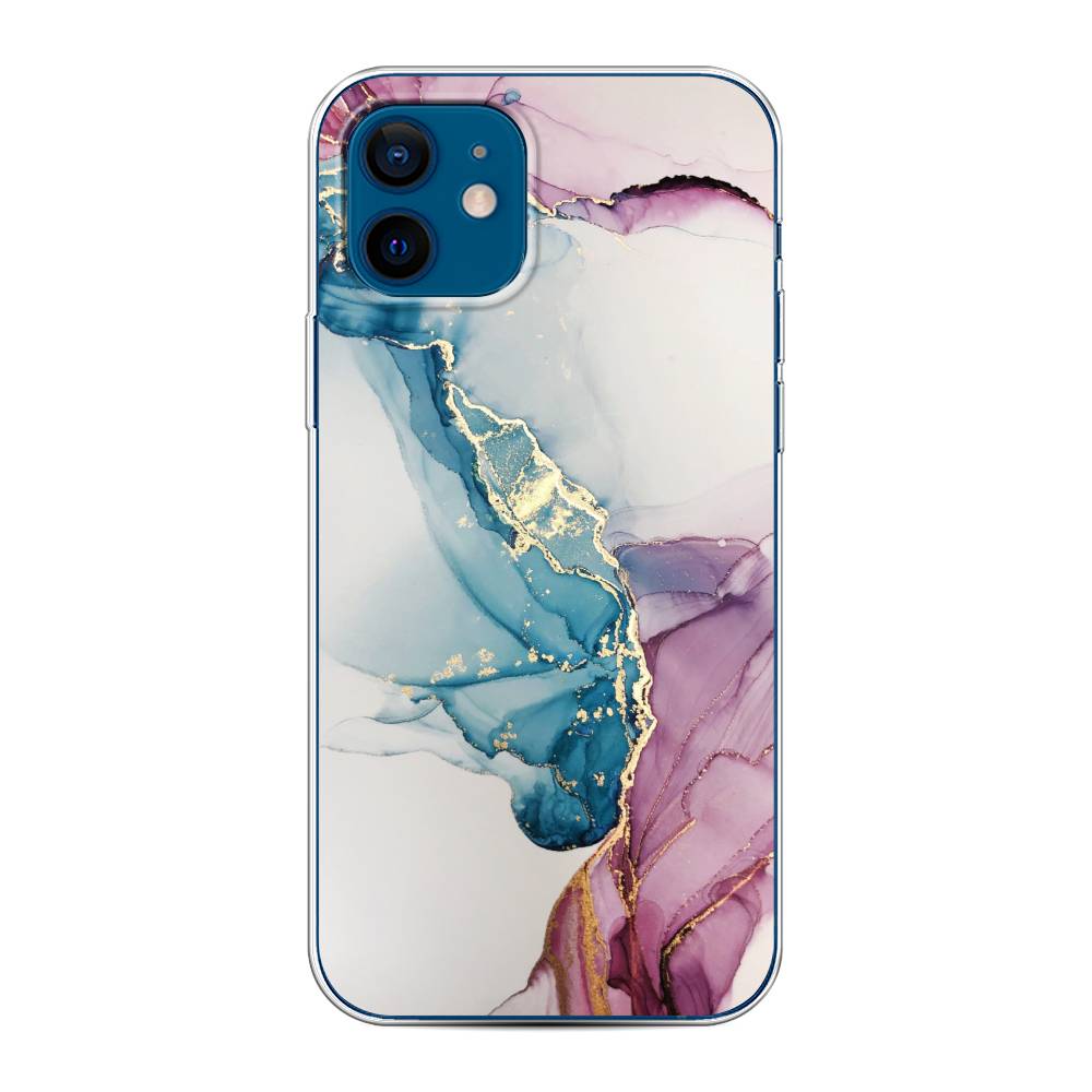 

Чехол на Apple iPhone 12/12 Pro "Розовые разводы рисунок", Синий;розовый;золотистый, 12550-3