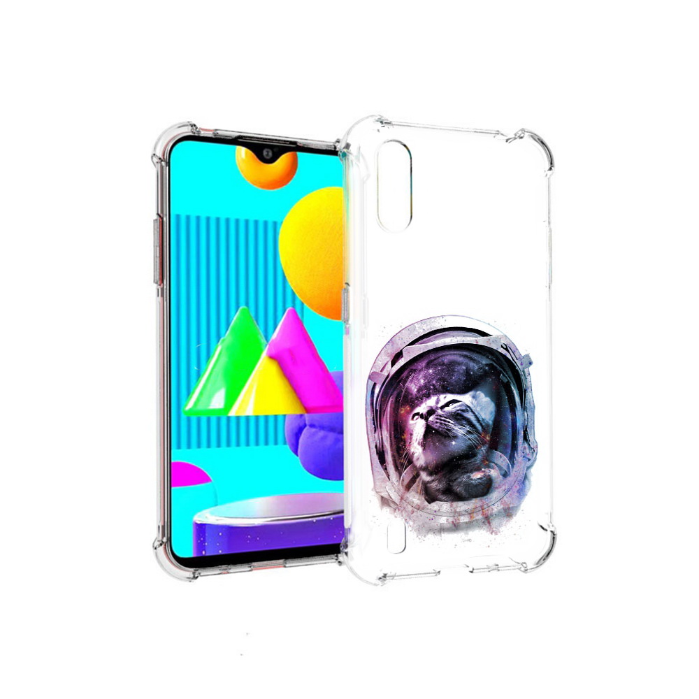 

Чехол MyPads Tocco для Samsung Galaxy M01 кот в шлеме (PT151401.486.396), Прозрачный, Tocco