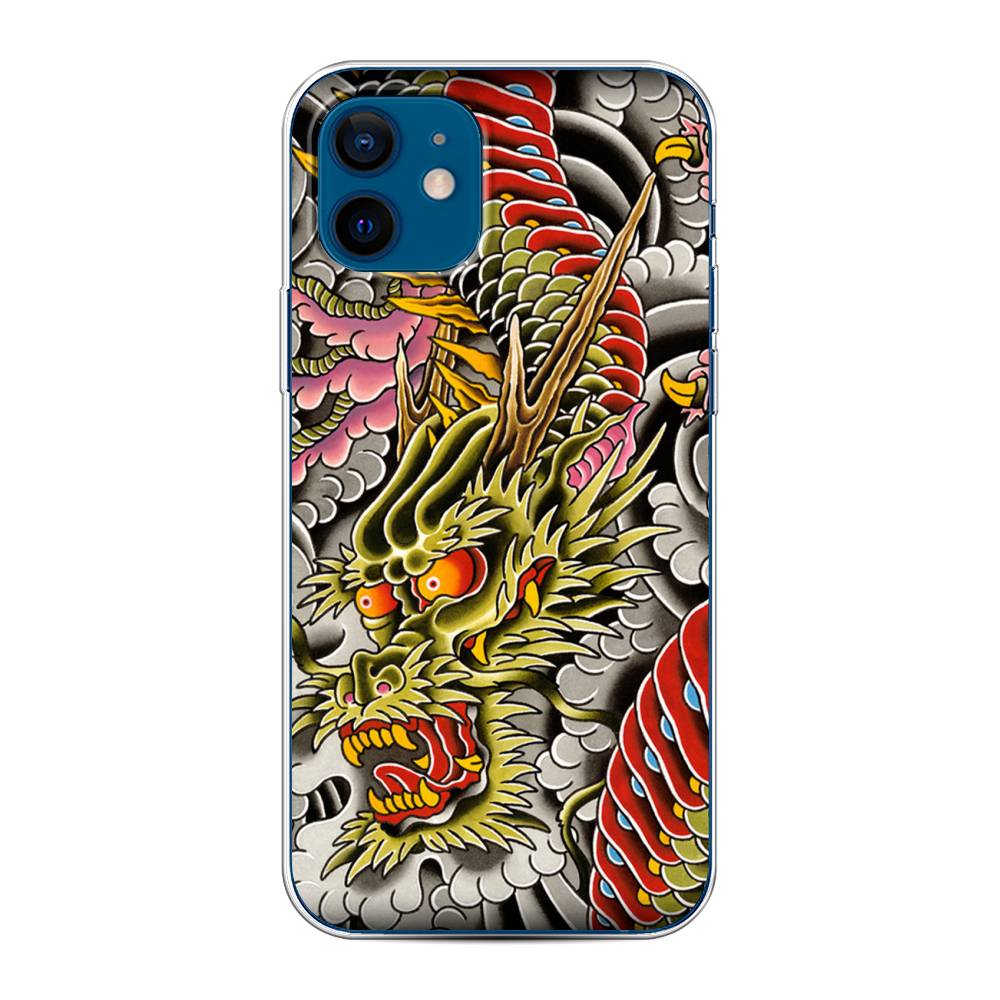

Чехол на Apple iPhone 12/12 Pro "Японский дракон", Желтый;розовый;красный, 12550-4