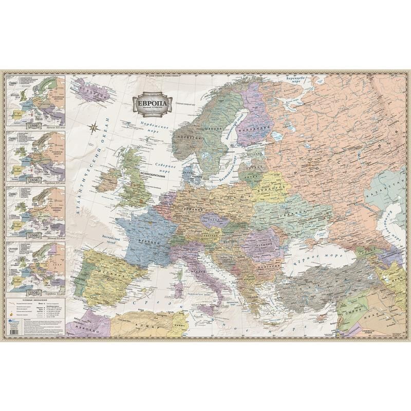 Карта Европы политическая 1:55 млн 770 х 116 мм