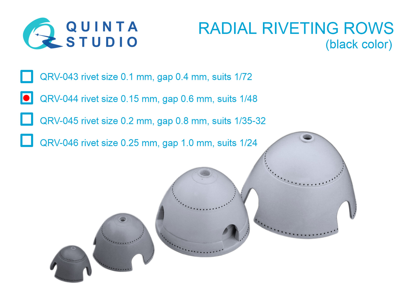 Радиальные клепочные ряды Quinta Studio 1/48 размер клепки 0 15 mm интервал 0 6 QRV-044
