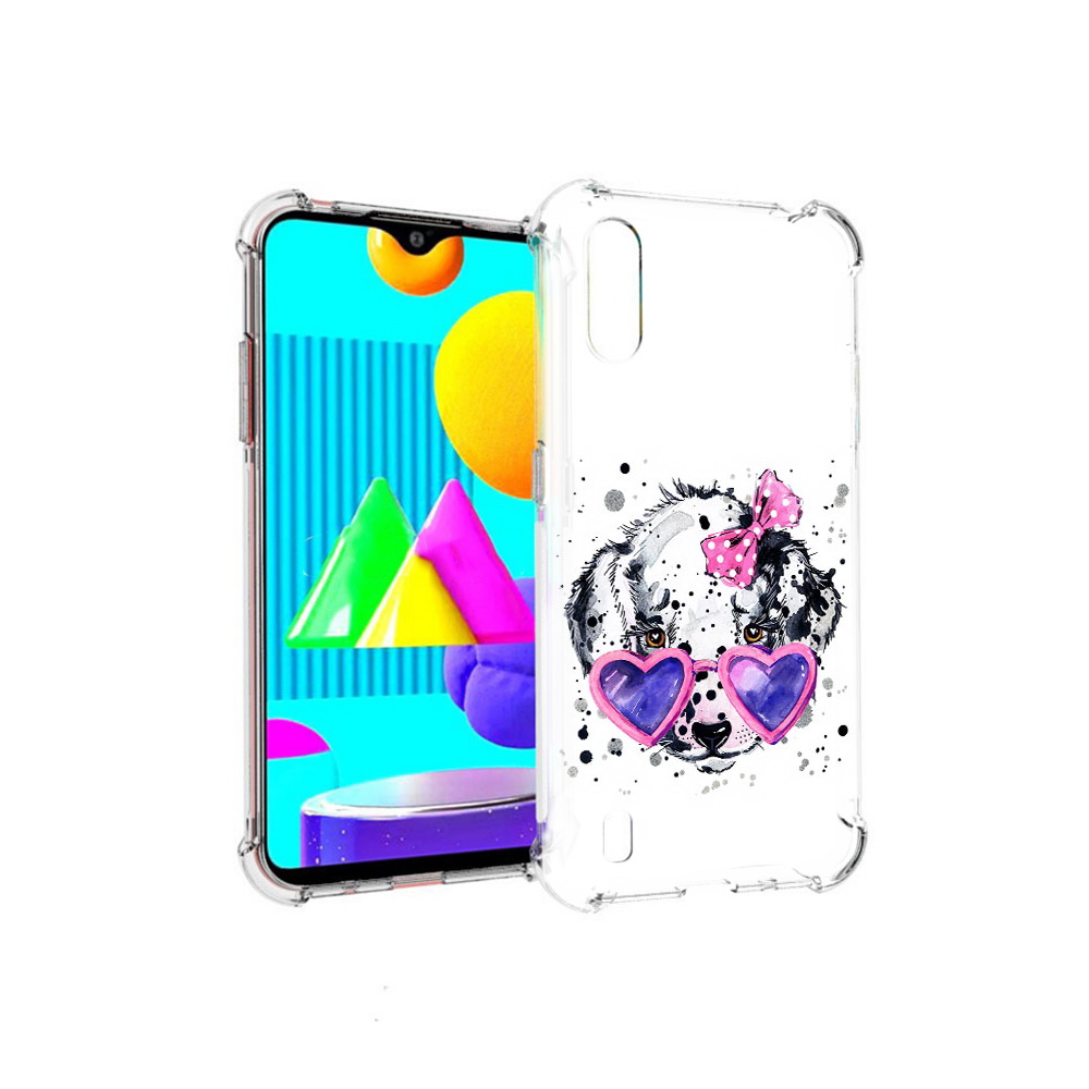 

Чехол MyPads Tocco для Samsung Galaxy M01 долматинец в очках (PT151401.486.337), Прозрачный, Tocco
