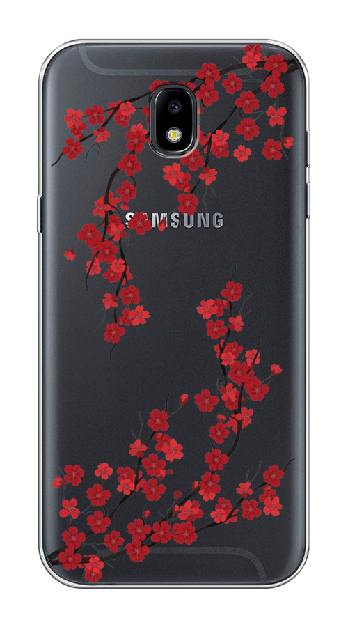 

Чехол на Samsung Galaxy J5 2017 "Красная сакура", Красный;черный, 22850-2
