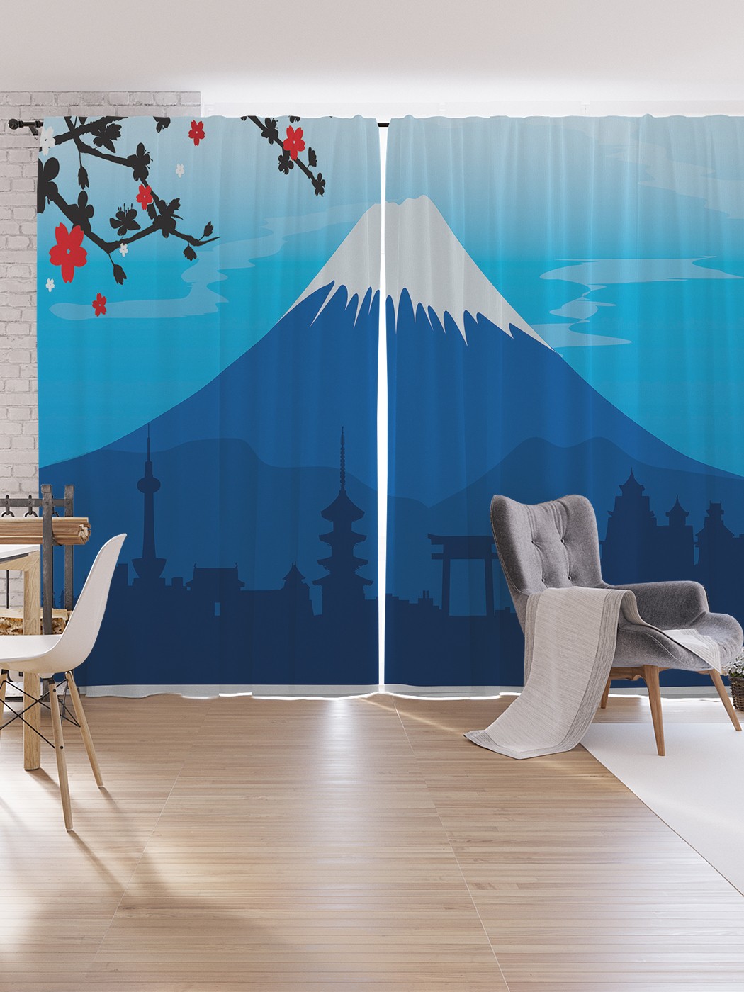 

Шторы под лён JoyArty "Величие священной горы", серия Oxford DeLux, 340х265 см, Величие священной горы