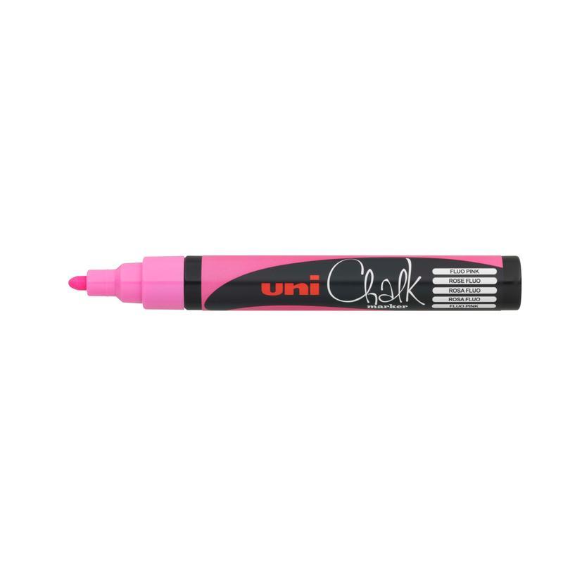 Маркер меловой Uni PWE-5M (1.8-2.5мм, флуоресцентно-розовый) пластик, 6шт.