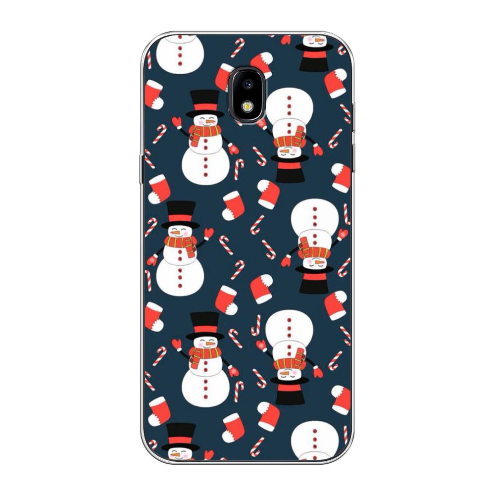 

Чехол на Samsung Galaxy J5 2017 "Синие снеговики", Синий;белый;красный, 22850-5