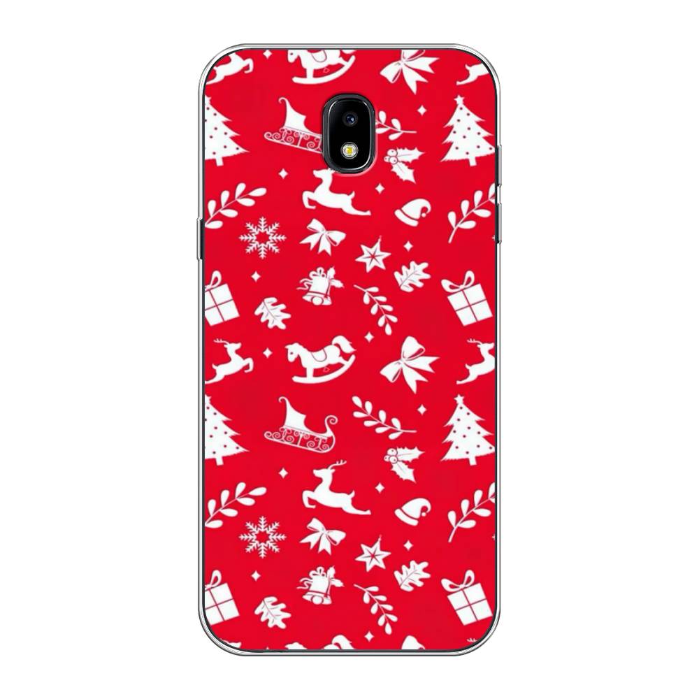 

Чехол на Samsung Galaxy J5 2017 "Красный новогодний фон", Красный;белый, 22850-5