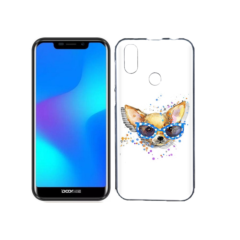 

Чехол MyPads Tocco для Doogee X70 чихуа-хуа в очках, Прозрачный, Tocco