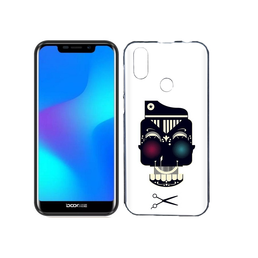 

Чехол MyPads Tocco для Doogee X70 черно белый скелет с яркими глазами, Прозрачный, Tocco