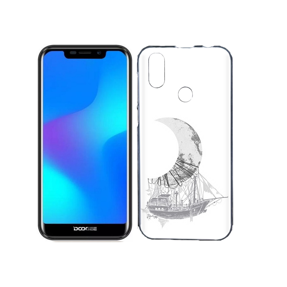 

Чехол MyPads Tocco для Doogee X70 черно белый корабль полумесяц, Прозрачный, Tocco