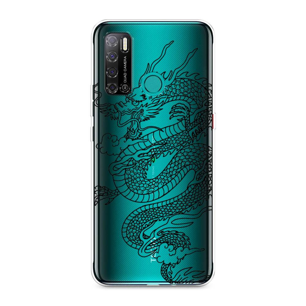 

Чехол на Tecno Pouvoir 4 "Большой китайский дракон", Черный;серый, 300350-1