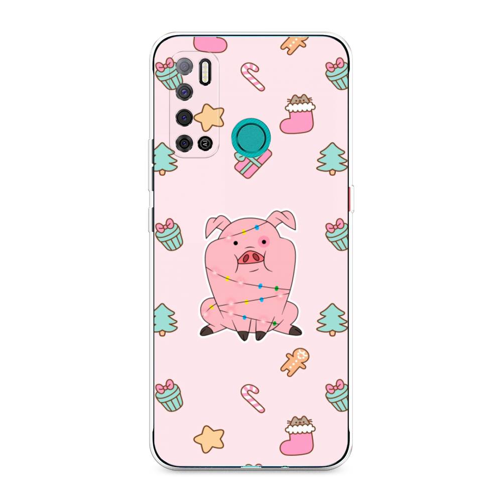 

Чехол на Tecno Pouvoir 4 "Розовая свинка", Розовый;зеленый, 300350-5