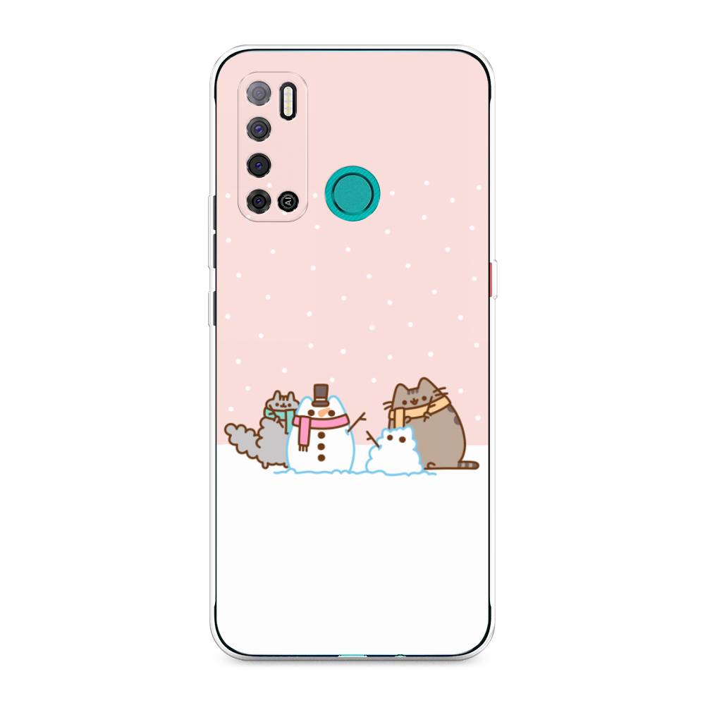 

Чехол на Tecno Pouvoir 4 "Котики в снегу", Розовый;белый;серый, 300350-5