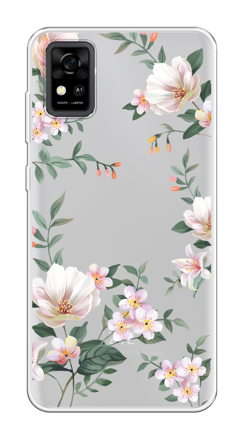 

Чехол на ZTE Blade A31 "Beautiful white flowers", Бежевый;зеленый, 134650-1