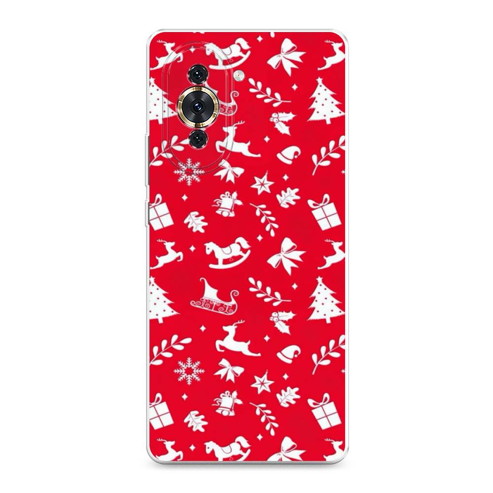 

Чехол для Huawei Nova 10 "Красный новогодний фон", Красный;белый, 6108950-5