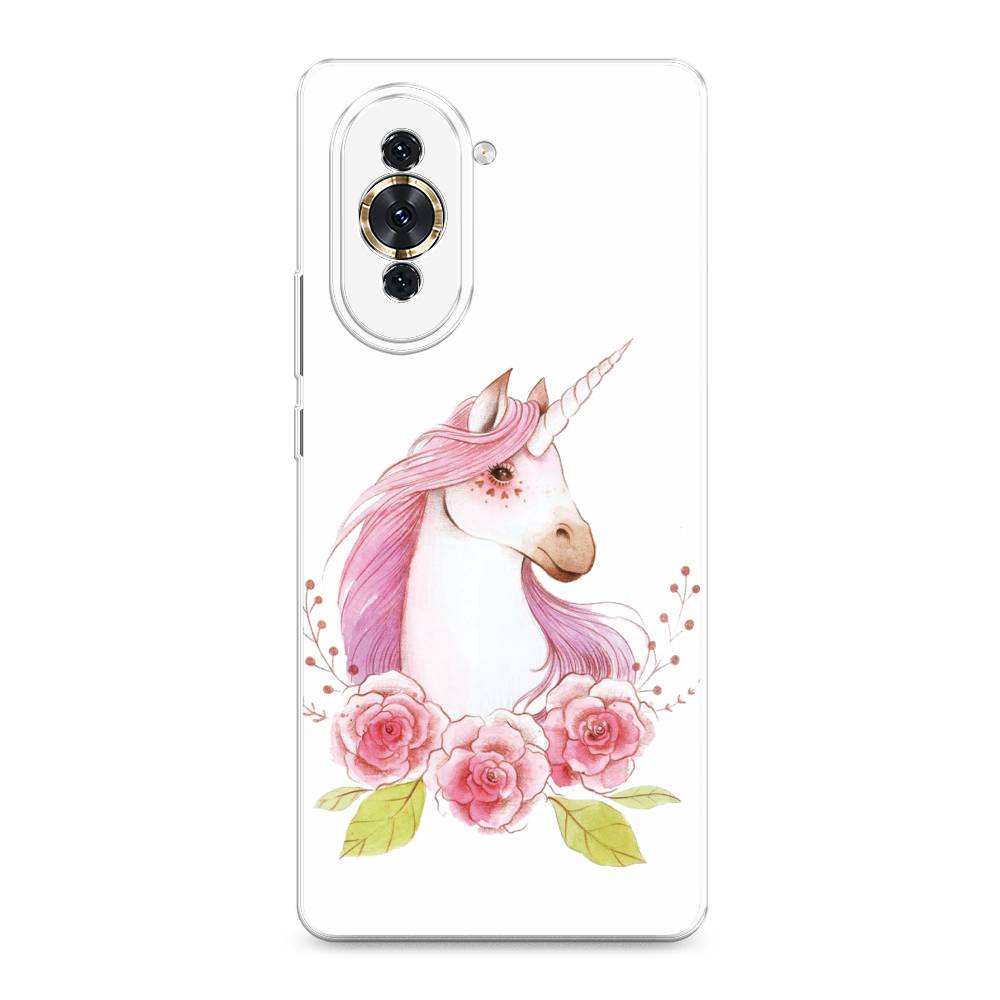 

Чехол для Huawei Nova 10 "Единорог цветы", Белый;розовый;серый, 6108950-1