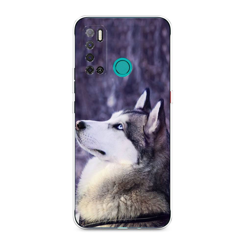 

Чехол на Tecno Pouvoir 4 "Хаски 1", Фиолетовый;белый, 300350-1